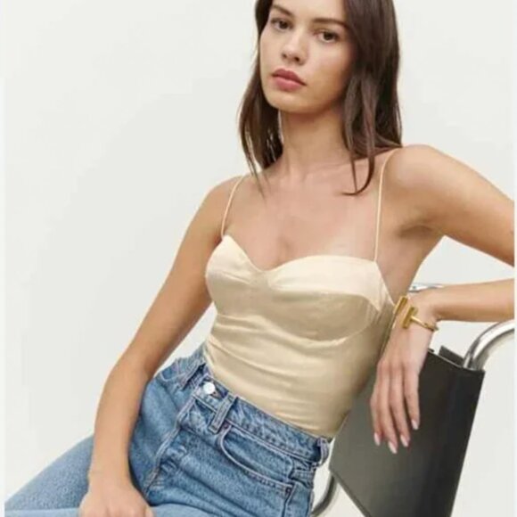 Reformation Tory Silk Top Size 12 (NWT) - Picture 2 of 3